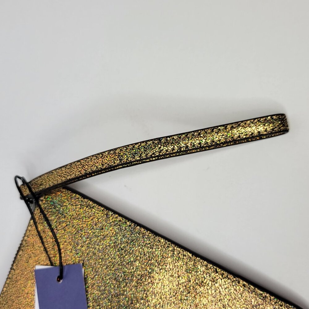 Rebecca Minkoff Clutch Gold/Iridescent Sparkle Glitter Envelope Zipper Trim NWT - Picture 11 of 11